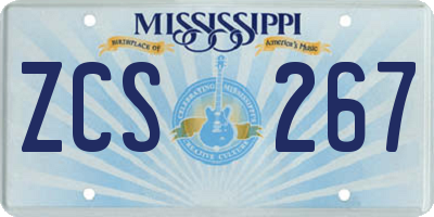 MS license plate ZCS267