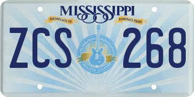 MS license plate ZCS268