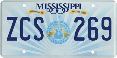 MS license plate ZCS269