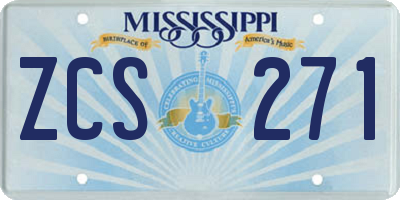 MS license plate ZCS271