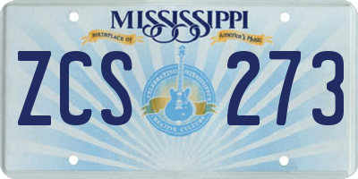 MS license plate ZCS273