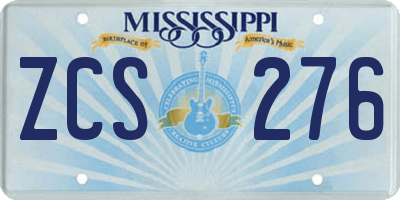 MS license plate ZCS276
