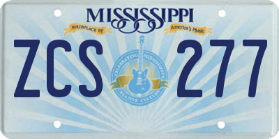 MS license plate ZCS277