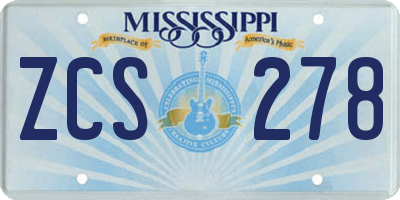 MS license plate ZCS278