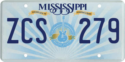 MS license plate ZCS279