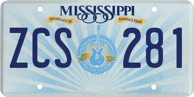 MS license plate ZCS281