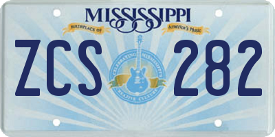 MS license plate ZCS282