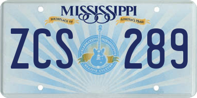 MS license plate ZCS289