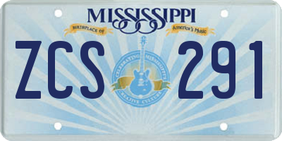 MS license plate ZCS291