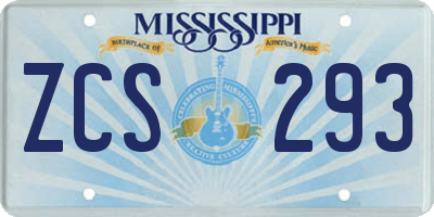 MS license plate ZCS293