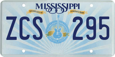 MS license plate ZCS295