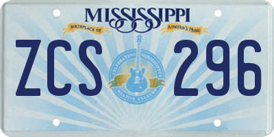 MS license plate ZCS296