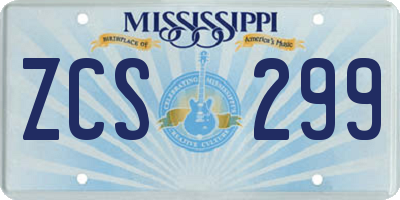 MS license plate ZCS299