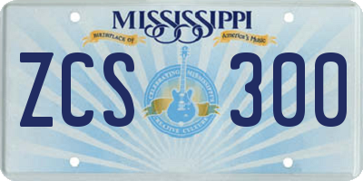 MS license plate ZCS300
