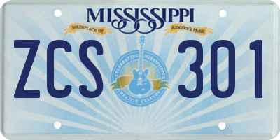 MS license plate ZCS301