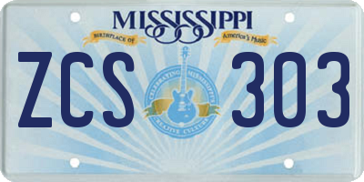 MS license plate ZCS303
