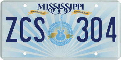 MS license plate ZCS304