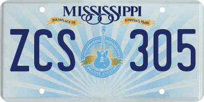 MS license plate ZCS305