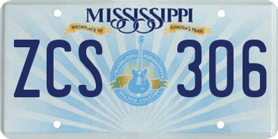 MS license plate ZCS306