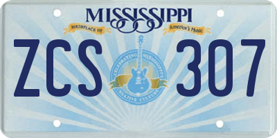 MS license plate ZCS307