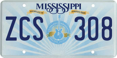 MS license plate ZCS308