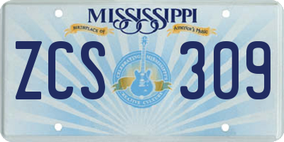 MS license plate ZCS309