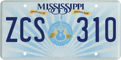MS license plate ZCS310