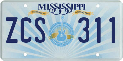 MS license plate ZCS311
