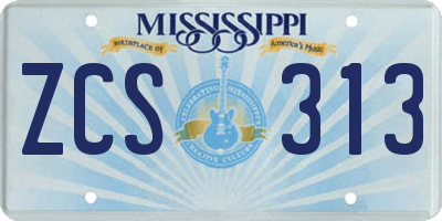 MS license plate ZCS313