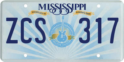 MS license plate ZCS317