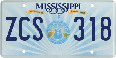 MS license plate ZCS318