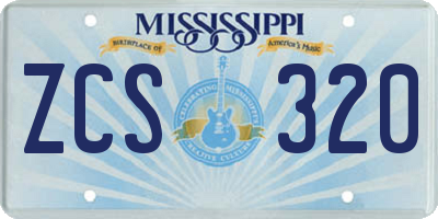 MS license plate ZCS320