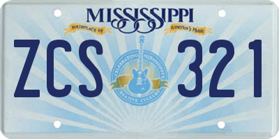 MS license plate ZCS321