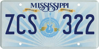 MS license plate ZCS322