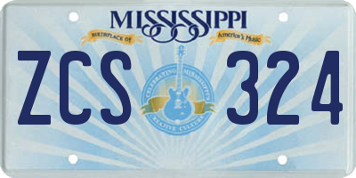 MS license plate ZCS324