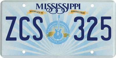 MS license plate ZCS325