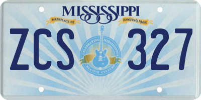 MS license plate ZCS327