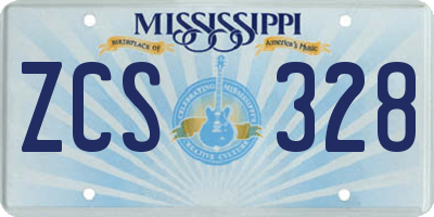 MS license plate ZCS328