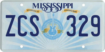 MS license plate ZCS329