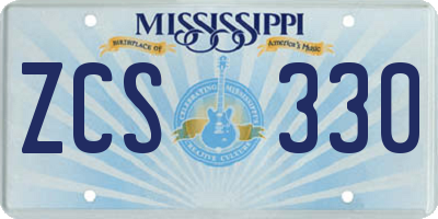 MS license plate ZCS330