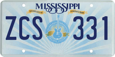 MS license plate ZCS331
