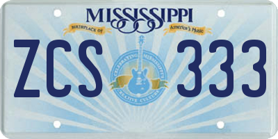 MS license plate ZCS333