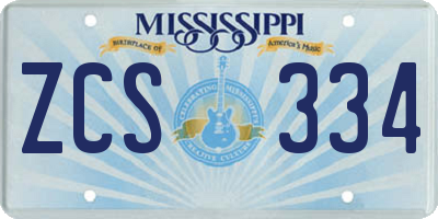 MS license plate ZCS334