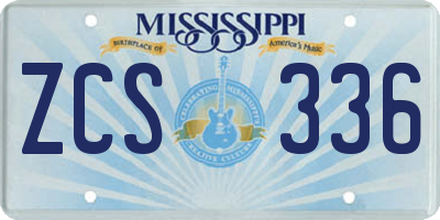 MS license plate ZCS336