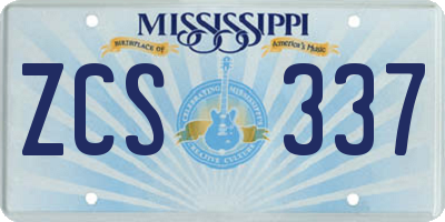 MS license plate ZCS337