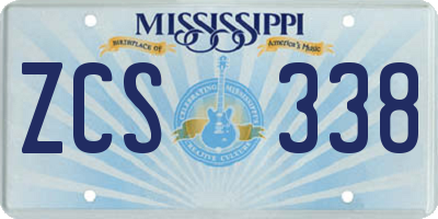 MS license plate ZCS338