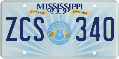 MS license plate ZCS340