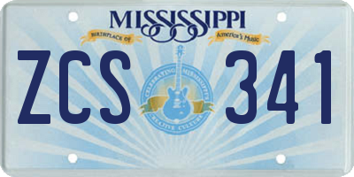 MS license plate ZCS341
