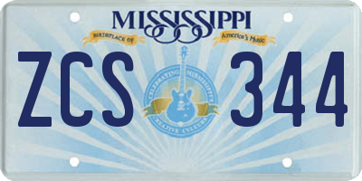 MS license plate ZCS344