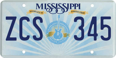 MS license plate ZCS345